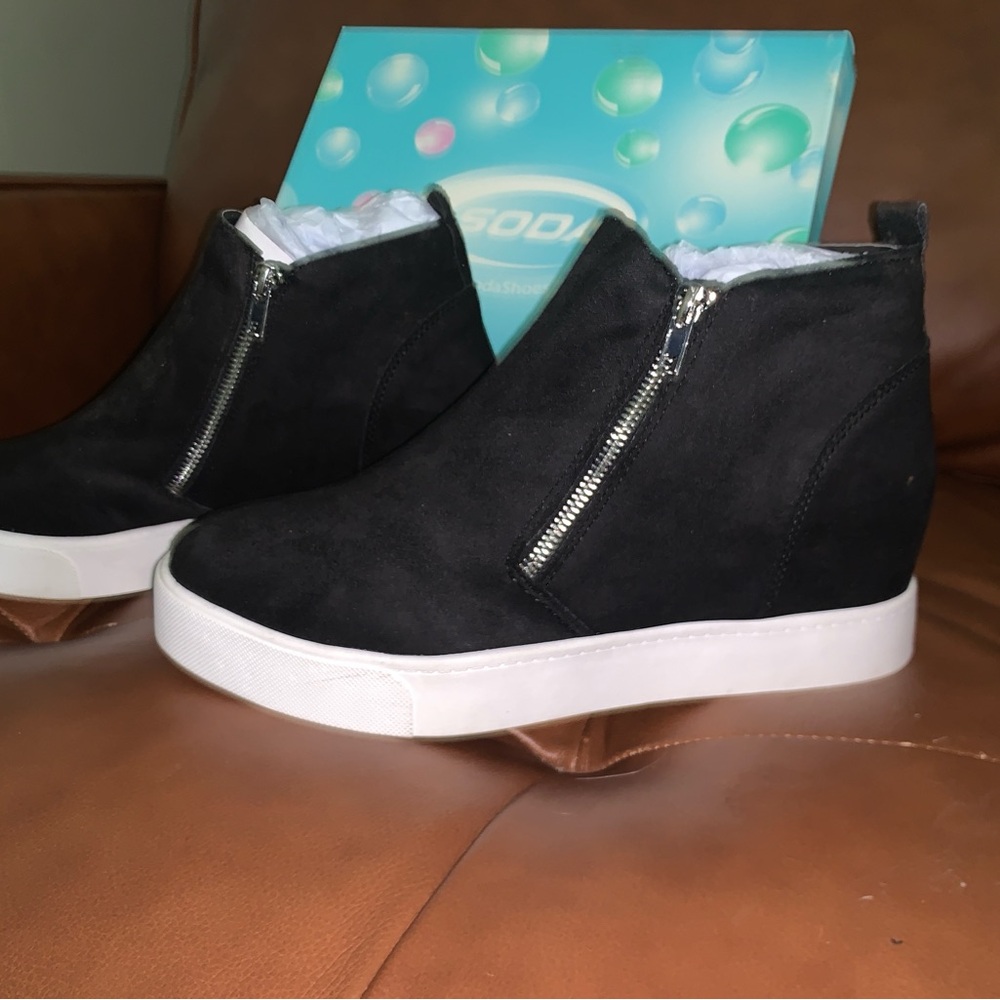 Soda Black and White High-Top Sneakers